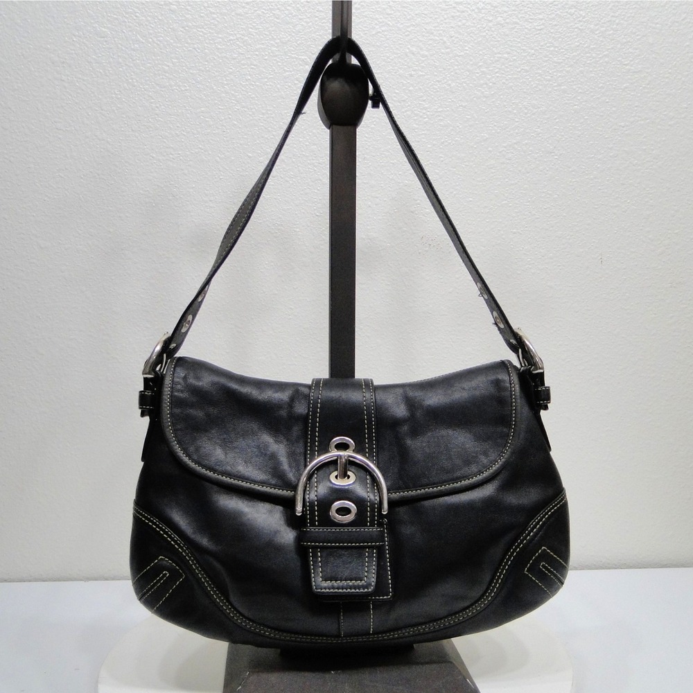 Coach Soho Black Leather Buckle Flap Shoulder Bag F10192 Vintage Y2K W/ Dust Bag
